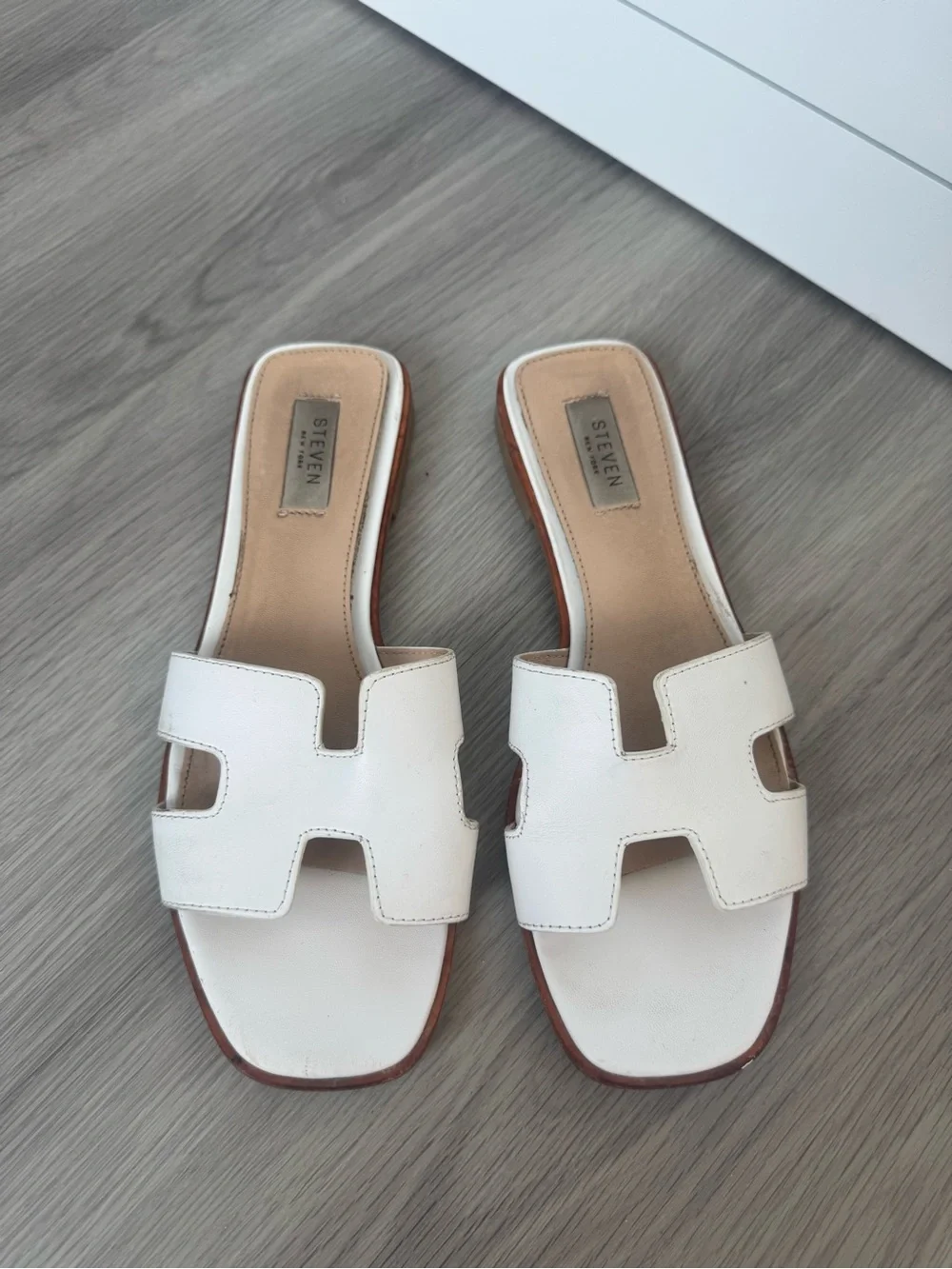Steven By Steve Madden White Slide Sandals